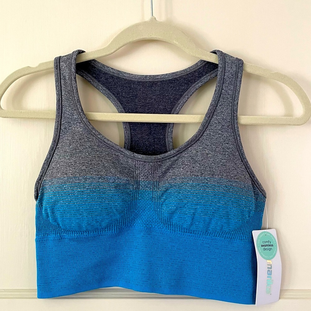 NWT Marika Dora Seamless Blue Ombré Sports Bra, size M